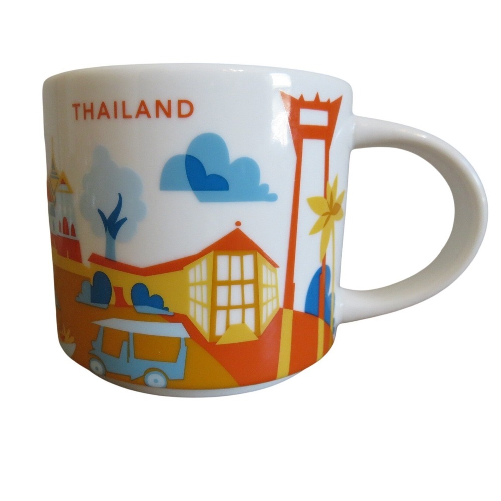 Starbucks Thailand You Are Here Collection Mug 14oz Stoneware Yellow Interior